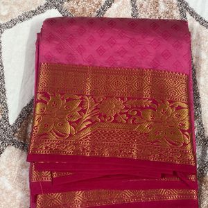 Art Silk Rose Colour Saree