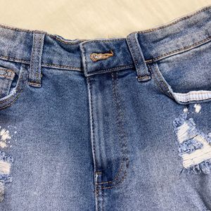 Mid Waist Denim Shorts