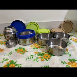 Combo Of 7 Steel Tiffin Boxes