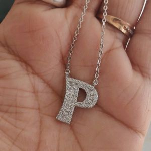 925 Silver Letter 'p' Pendant With Chain