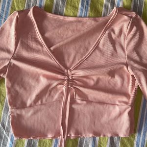 Pink Crop Top Bow Detailing