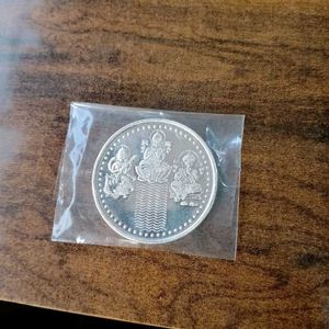 Laxmi Ganesh Pooja Coin Pure Silver 999