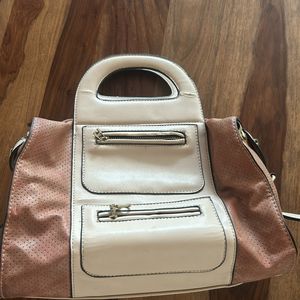 Leather Korean Trendy Bag Cream And Brown Shaded