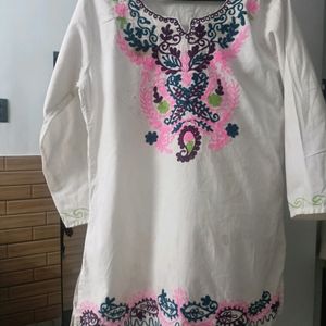 Chickankari Embroidery Pure Cotton Kurta