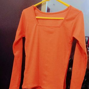 Women Square neck Orange Top.