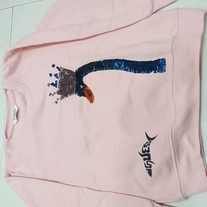 Guess Baby Pink Sequence Sweatshirt For Girls