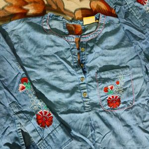 Beautiful Embroidery Denim Top..