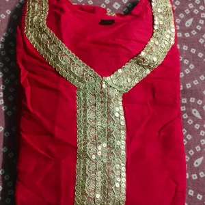 beautiful party wear hot red kurti plazo Dupatta