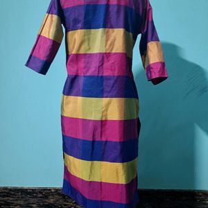 Multicolour Poly Silk Kurta