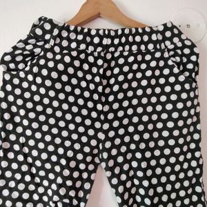 Polka Dot Print Pajama For Women, Black, 32