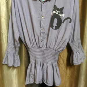 Grey Stylish Shirt Top Waist Free Size