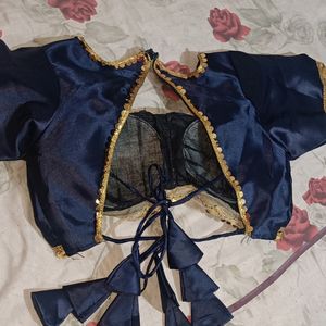 New Navy Blue Satin Blouse