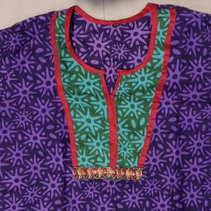 purple kurti with work in neck