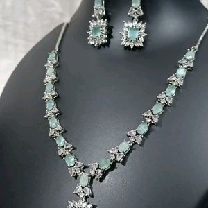 30 RS OFF :AMERICAN DIAMOND MINT GREEN SET