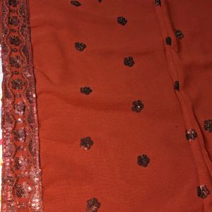 Fancy Maroon Saree With Readymade Blouse Piece