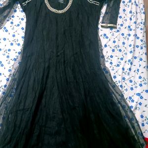 Enthenic Long Black Gown With Dupatta Set For Wome