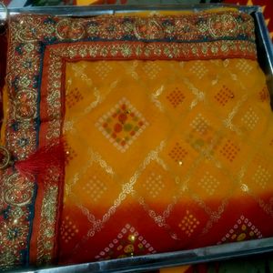 Red Yellow Saree Women's