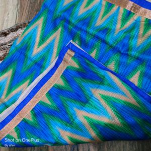 Beautiful Blue Golden Green Dupatta