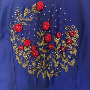 Hand Embroidered Navy Blue Kurti