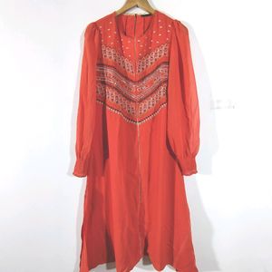 Orange Embroidered Kurta (Women's)