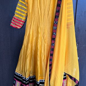 Yellow Anarkali Dress With Dupatta