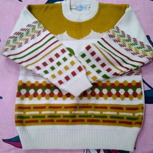 Cream Colour Full Sleeves Sweater For Boys