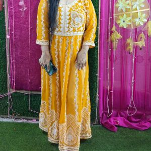 Anarkali Mustard Yellow Suit With Dupatta