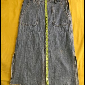 Highwaisted Denim Skirt with Slits (Waist- 30)