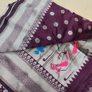 Purple Silver Brand New Saree