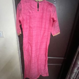 Front Slit Straight Kurta With Designer Neck