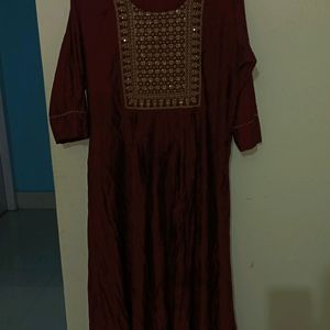 Maroon A Line Kurti