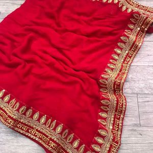 Designer Red Saree