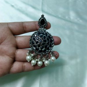 Black-silver Ethnic Earrings