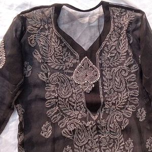 Lucknowi Work With  Gota Patti  Chikankari Kurta