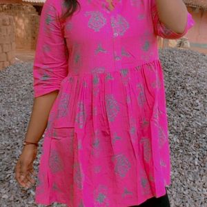 Pink Short Kurti || Short Tunic