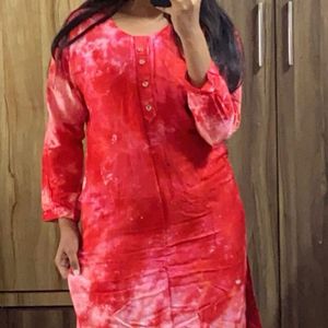 Red Tie And Dye Kurtha