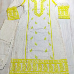 Chikankari Work Kurti And Pencil Pant