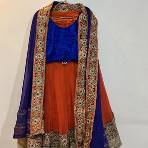 Orange And Purple Lehenga