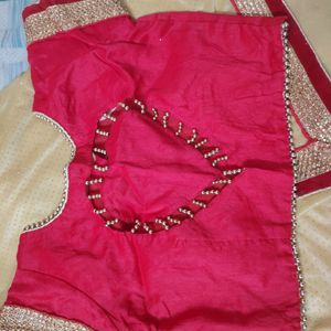 pretty red golden saree.