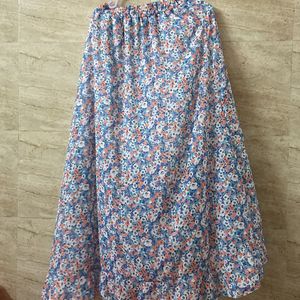 Flower Print Long Skirt