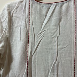 Sangria Off White Embroidery Kurtha