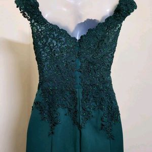 Bottle Green Long Gown