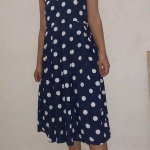 Blue Midi With White Small Dots