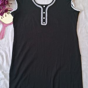 Solid Black Short Kurta