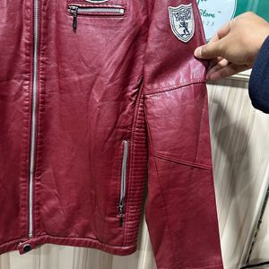 Biker PU Leather Maroon Jacket