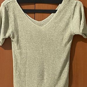 Sparkly Party Wear Aesthetic Sage Green Top