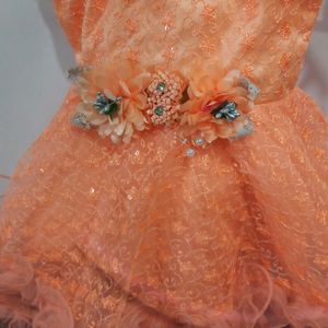 Princess Orange frock For Cuties ..2-5 Years