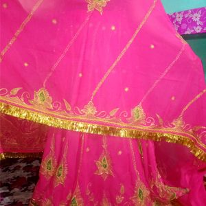 Bridal Pink Embroidery Lehenga Choli With Dupatta