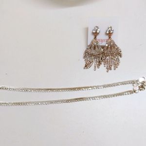 Beautiful Sparkling Earings And Pair Of Anklet