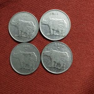 4 Rare 25 Paise Indian Coins